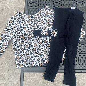 Rachel Zoe Animal Print Top and Black Leggings